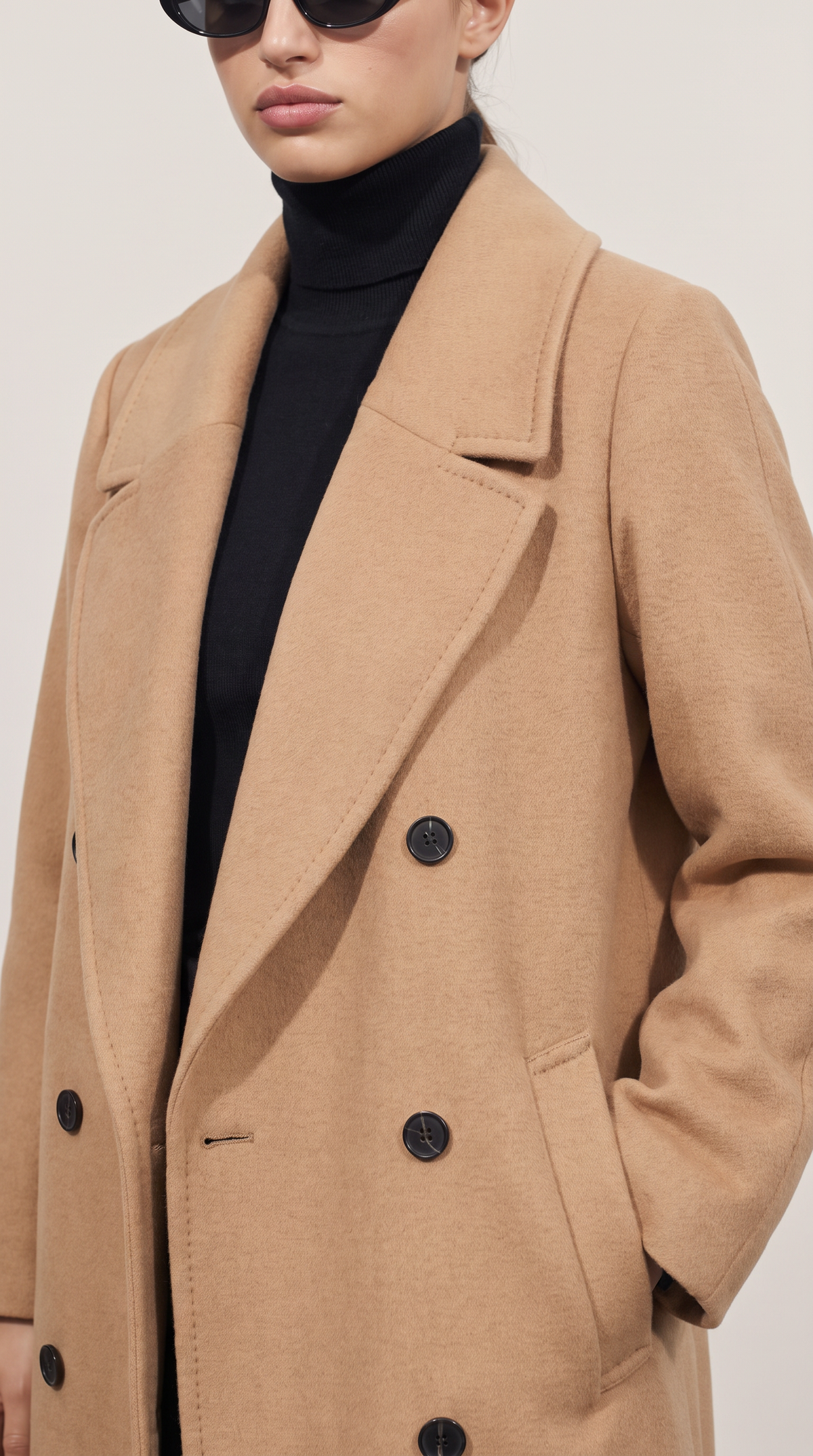 Milky brown double-breasted wool coat