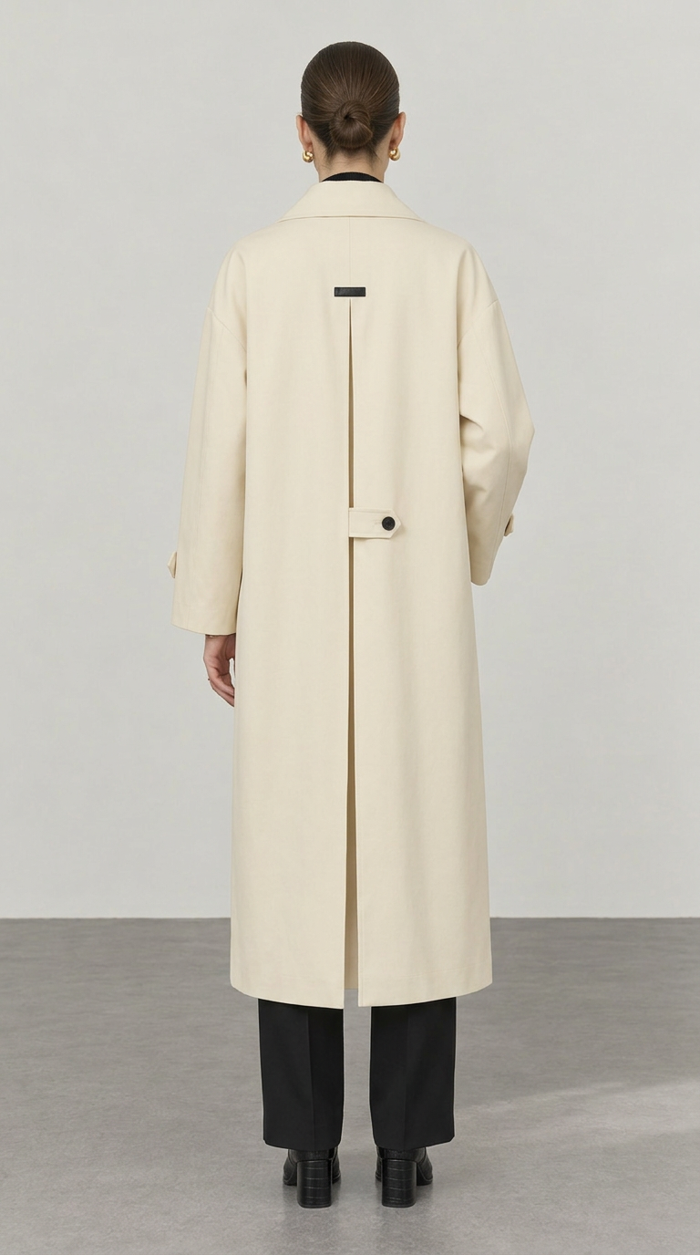 Menace Buttoned Trench Coat Vanilla