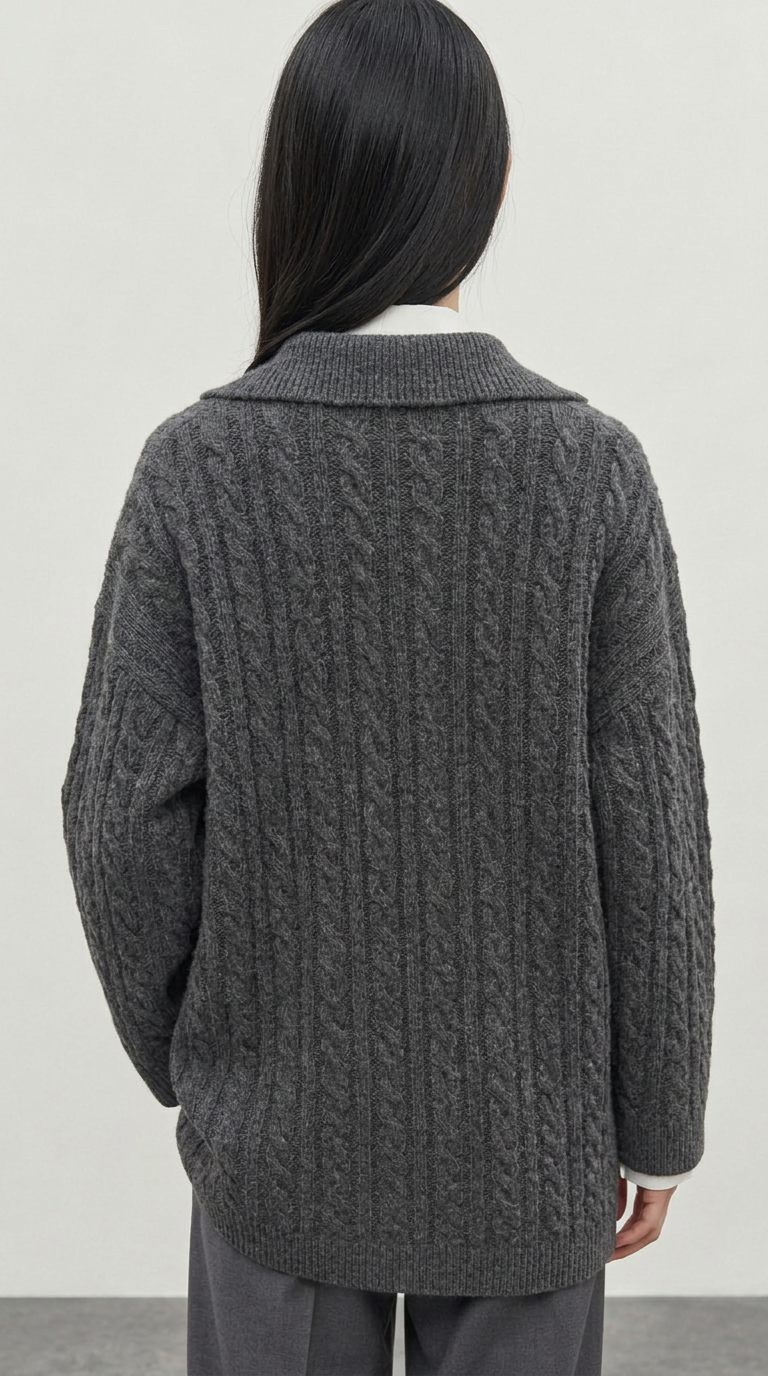 Collared hair knit sweater anthracite
