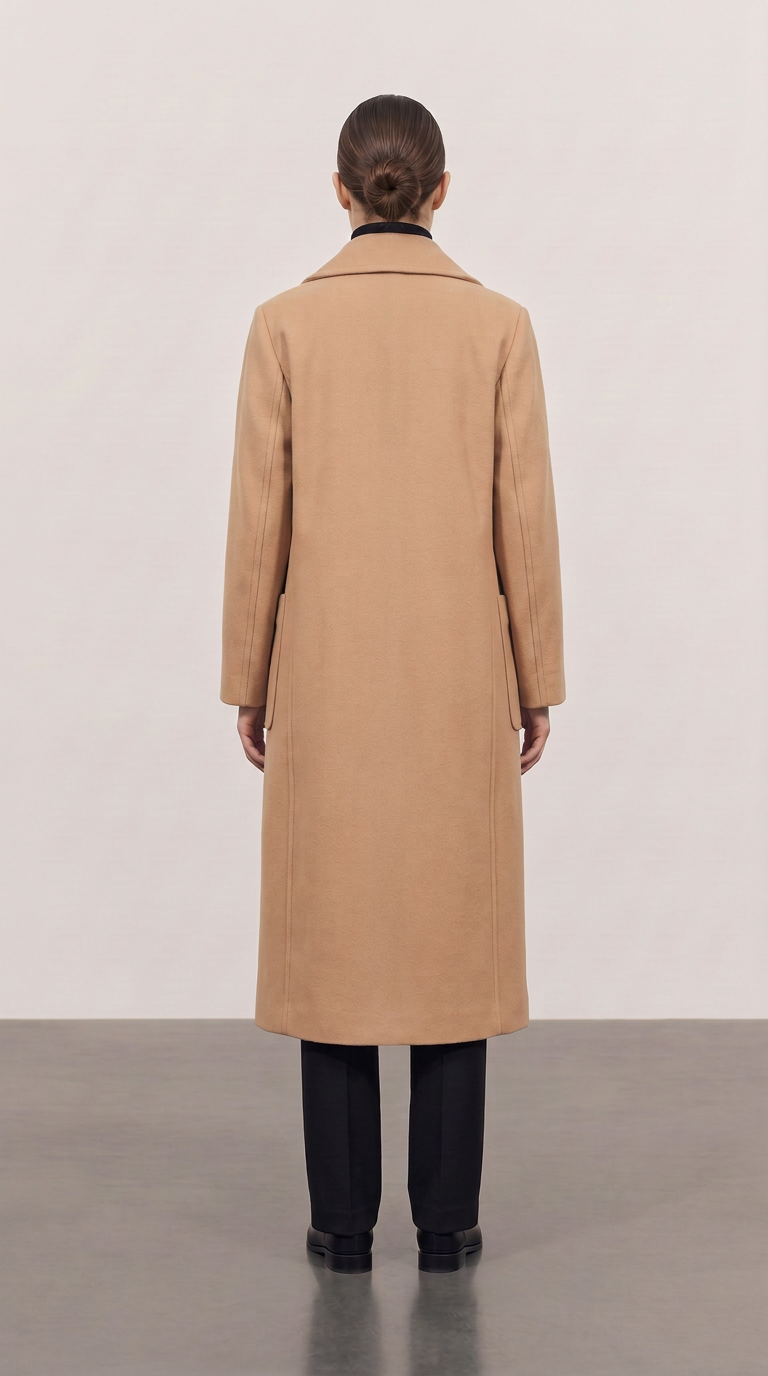 Milky brown double-breasted wool coat