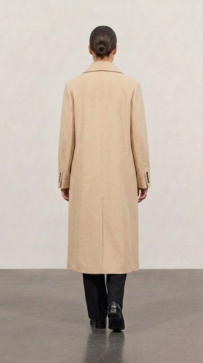 Beige double-breasted wool coat