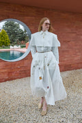 Ecru Embroidered Ruched Skirt