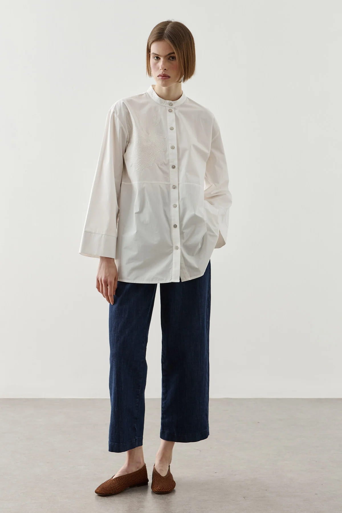 Ecru Embroidered Shirt