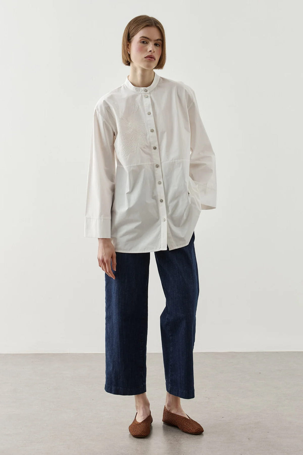 Ecru Embroidered Shirt