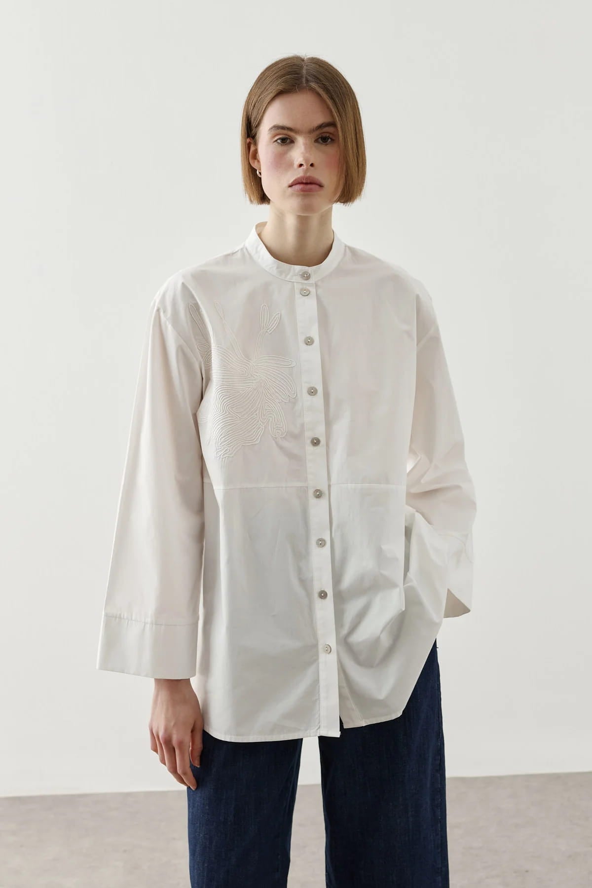 Ecru Embroidered Shirt