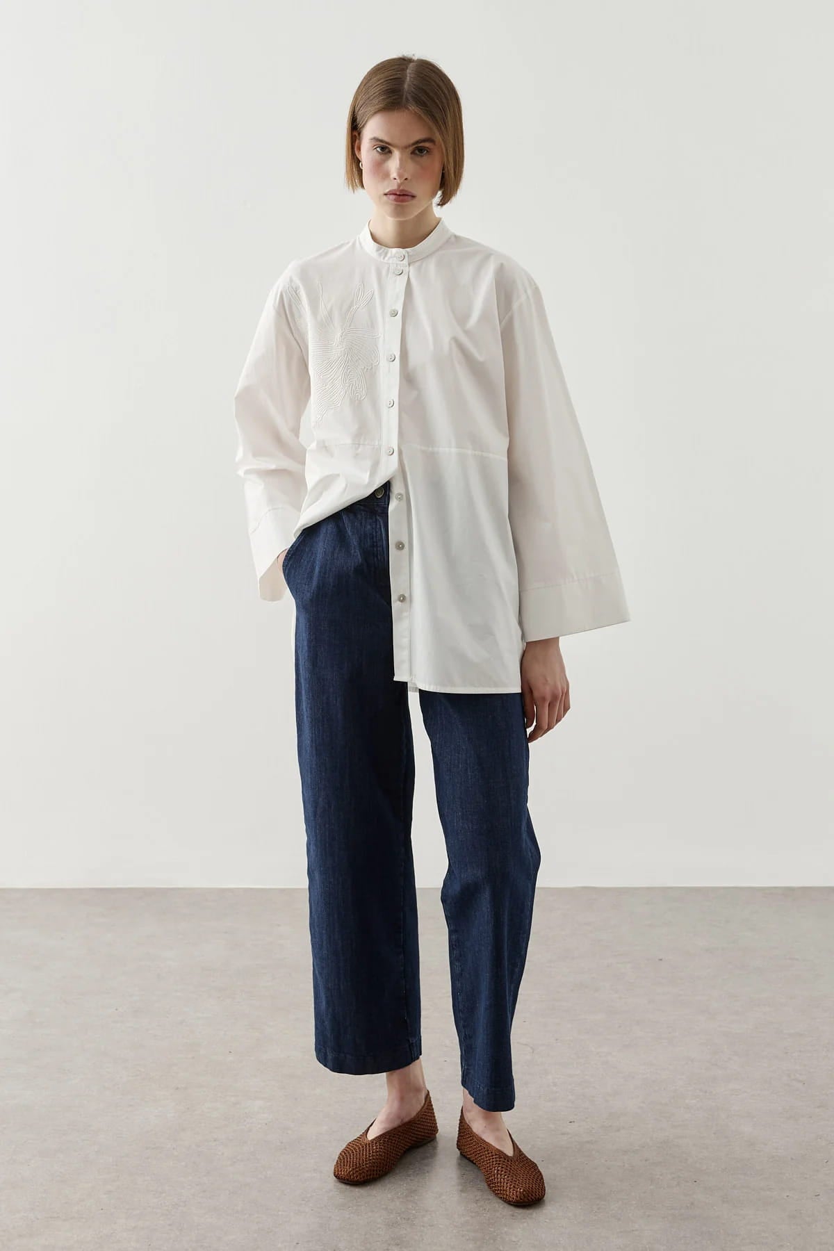 Ecru Embroidered Shirt