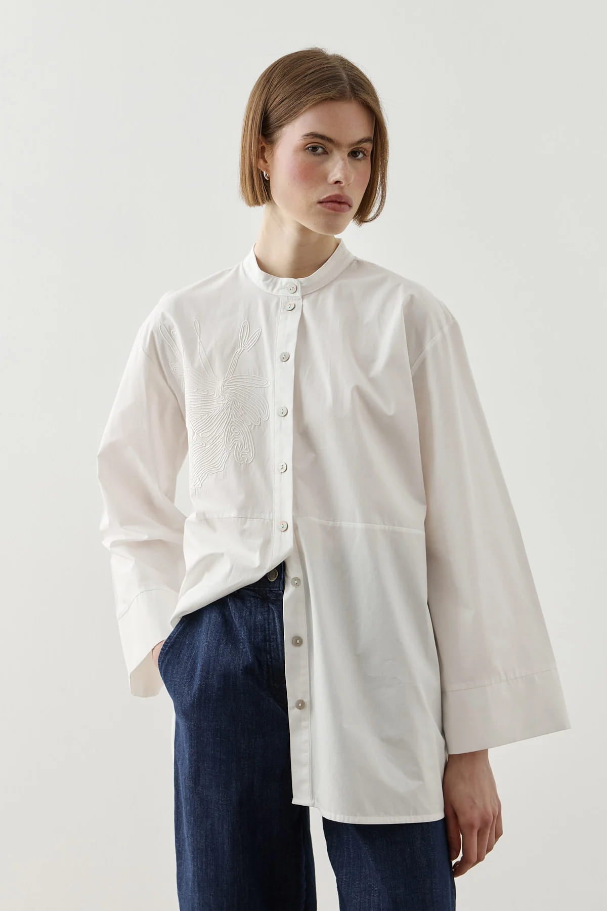 Ecru Embroidered Shirt