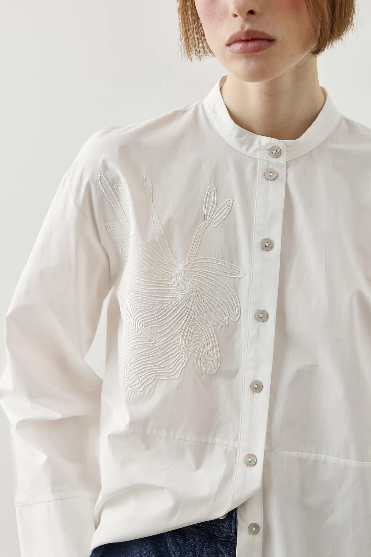 Ecru Embroidered Shirt