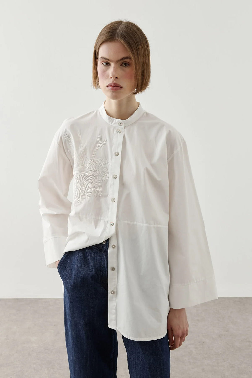 Ecru Embroidered Shirt