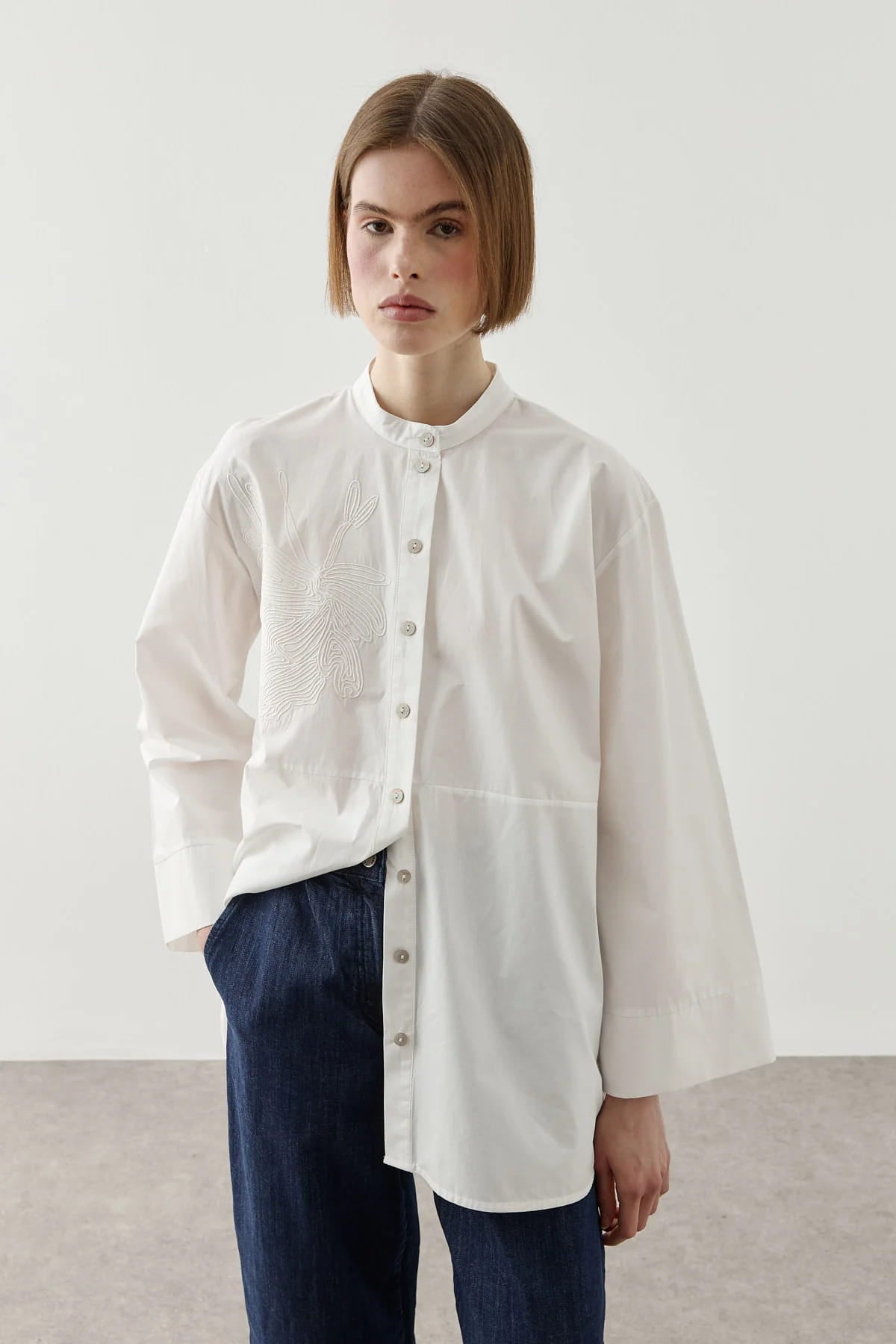 Ecru Embroidered Shirt