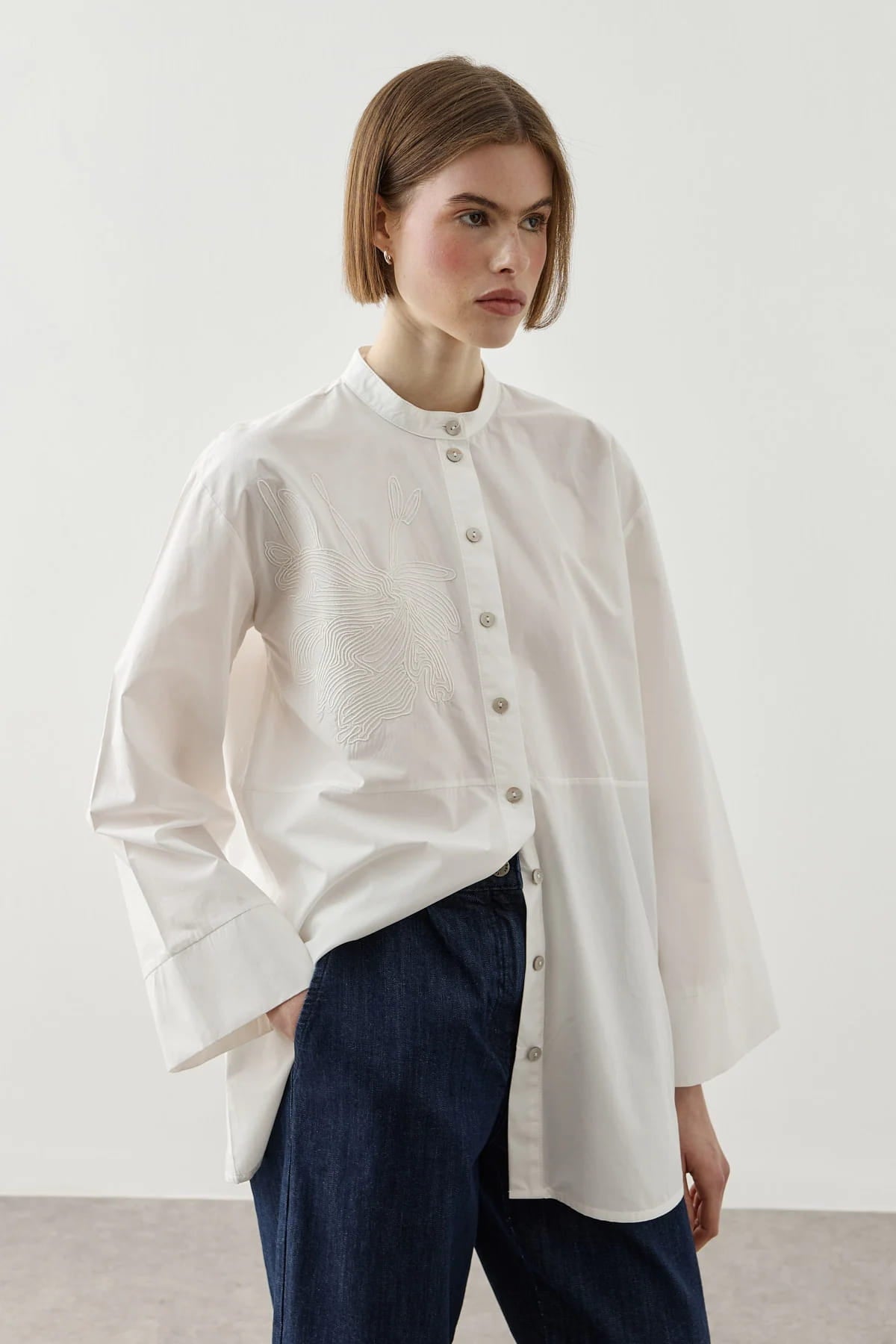 Ecru Embroidered Shirt