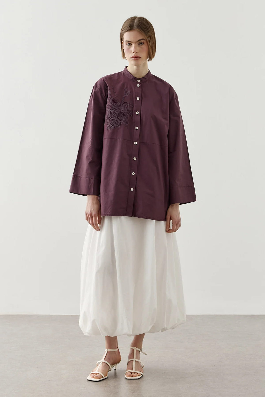 Plum Embroidered Shirt