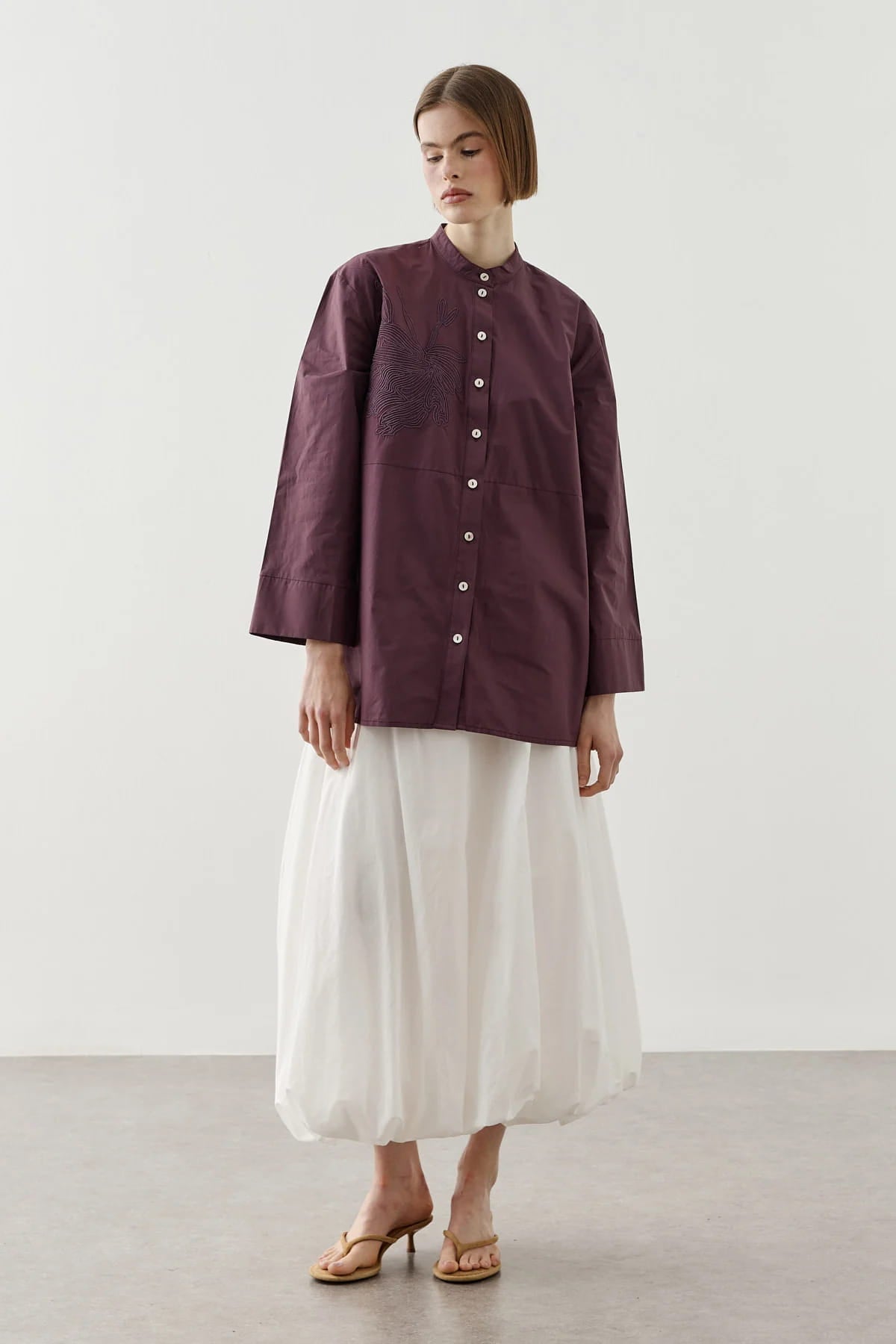 Plum Embroidered Shirt