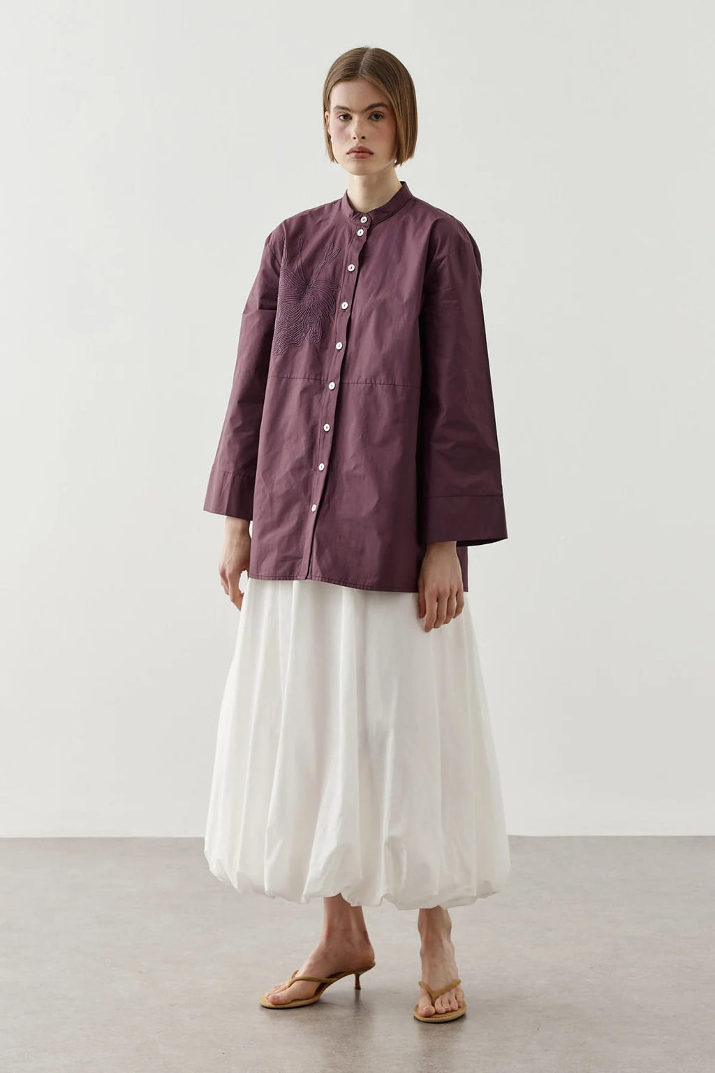 Plum Embroidered Shirt
