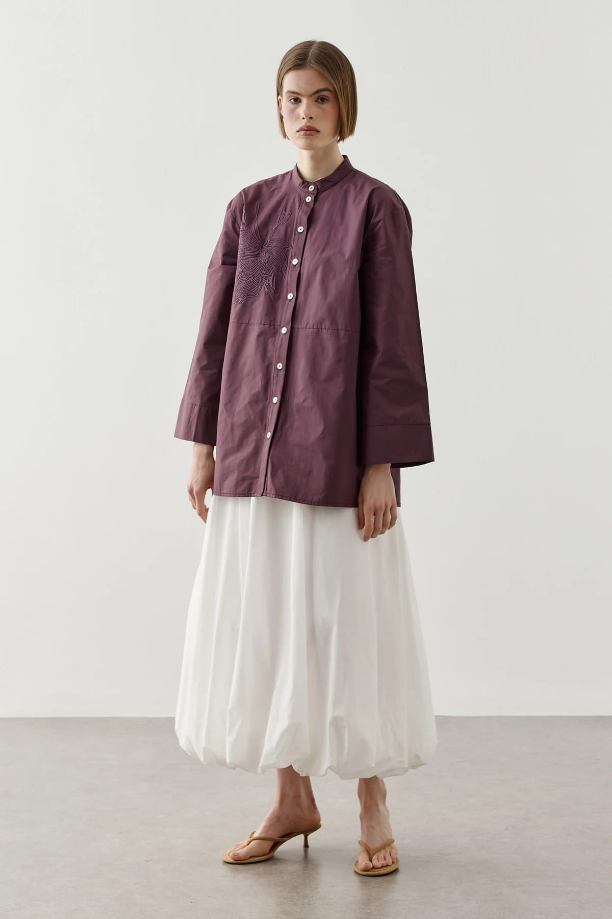 Plum Embroidered Shirt