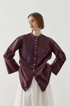 Plum Embroidered Shirt