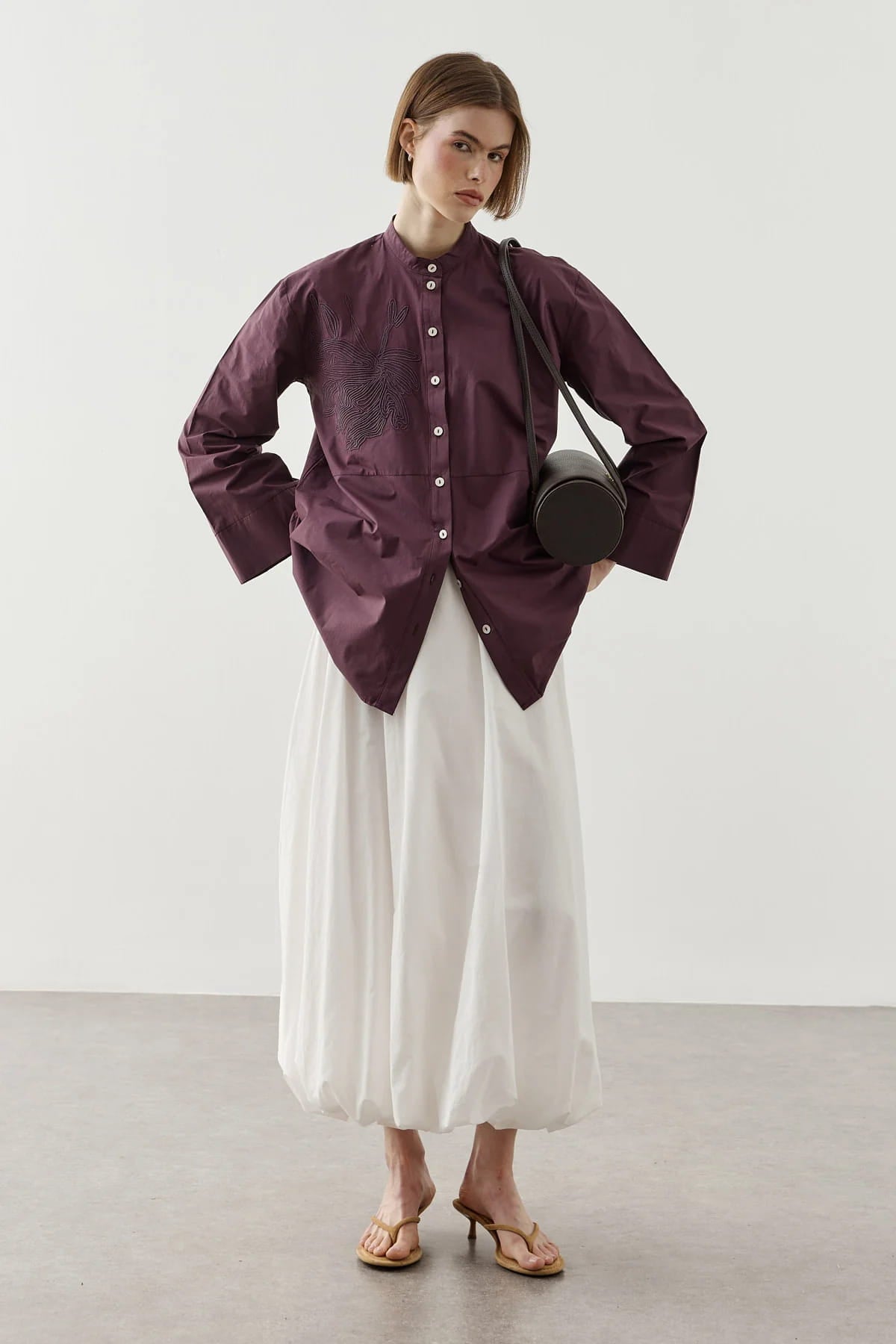Plum Embroidered Shirt
