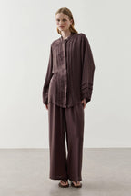 Brown Ribbed Tencel Suit