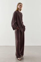 Brown Ribbed Tencel Suit