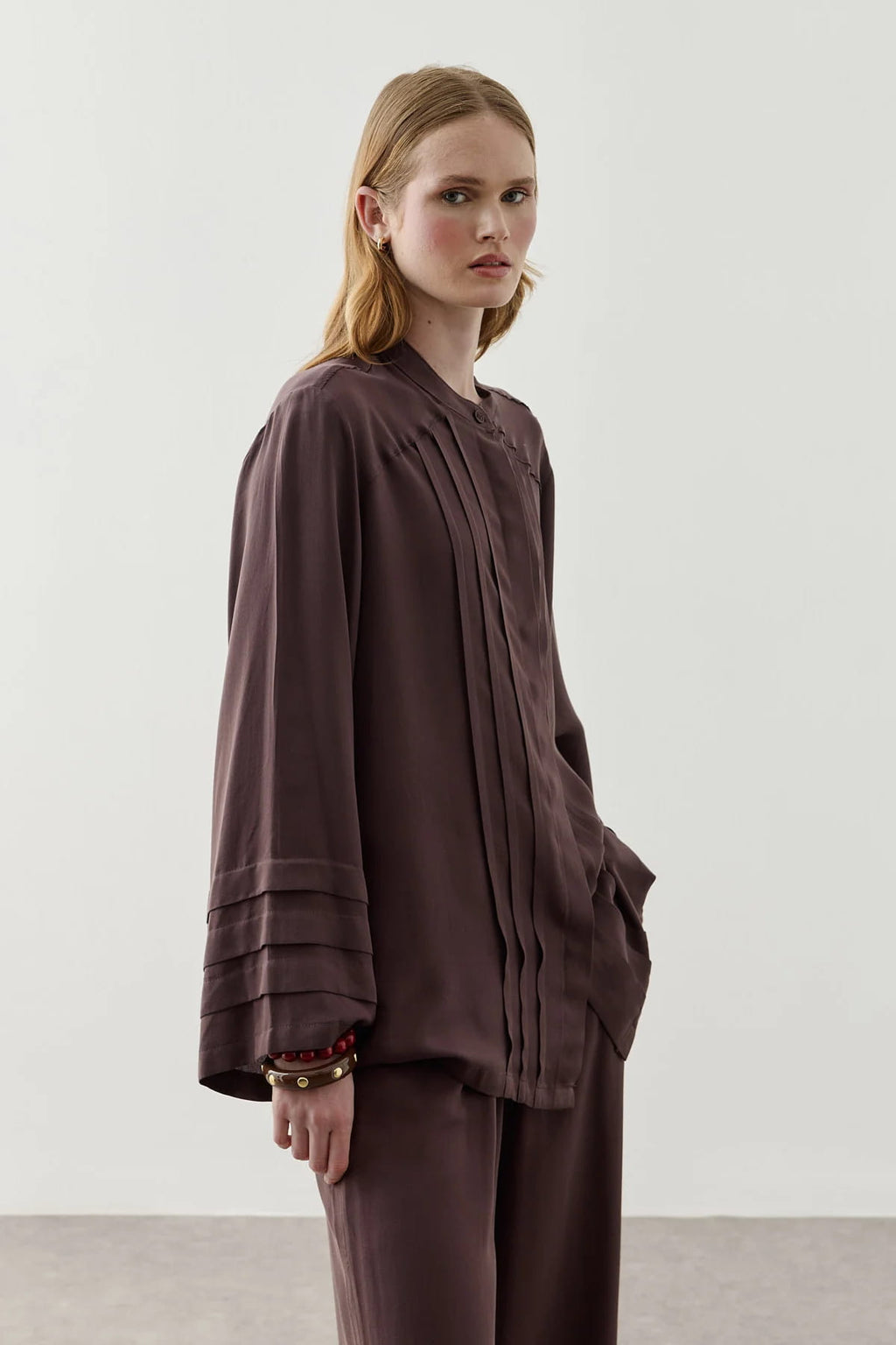 Brown Ribbed Tencel Suit