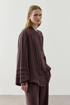 Brown Ribbed Tencel Suit