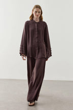 Brown Ribbed Tencel Suit
