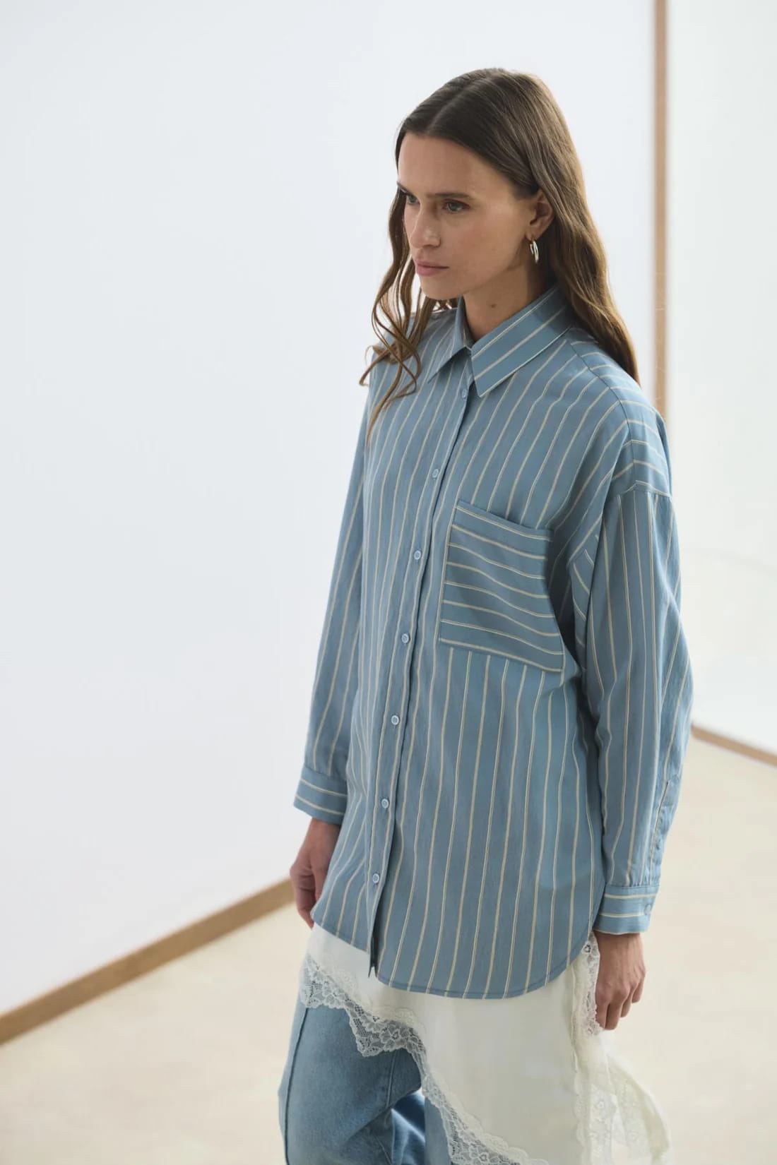 Light blue oversized striped shirt