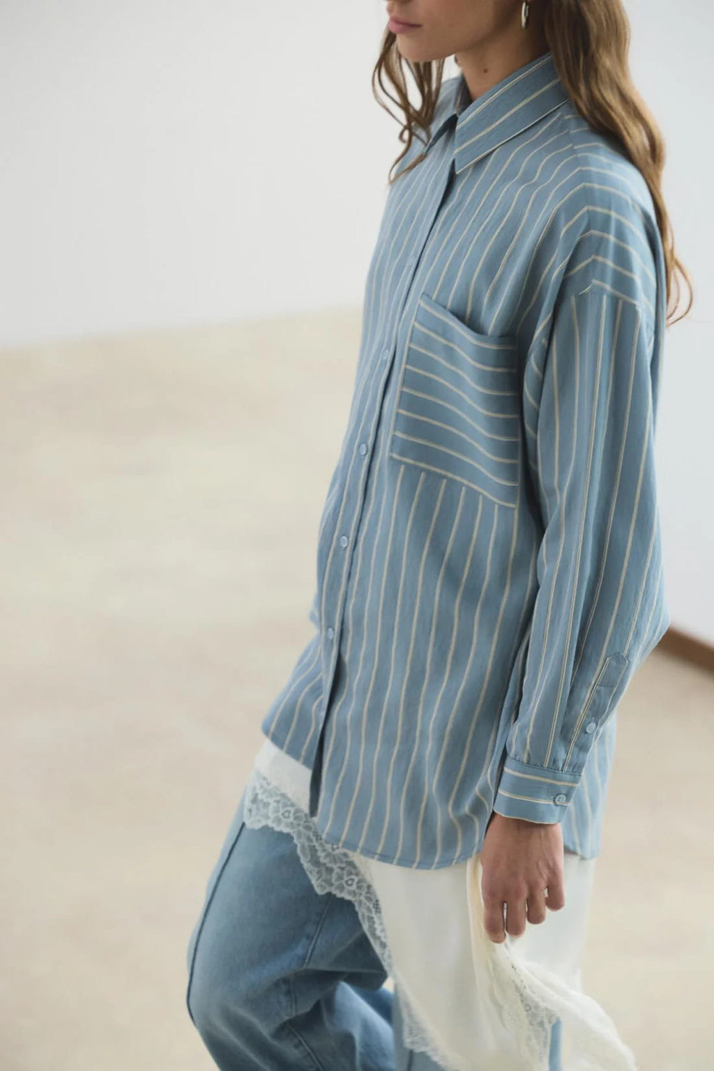 Light blue oversized striped shirt
