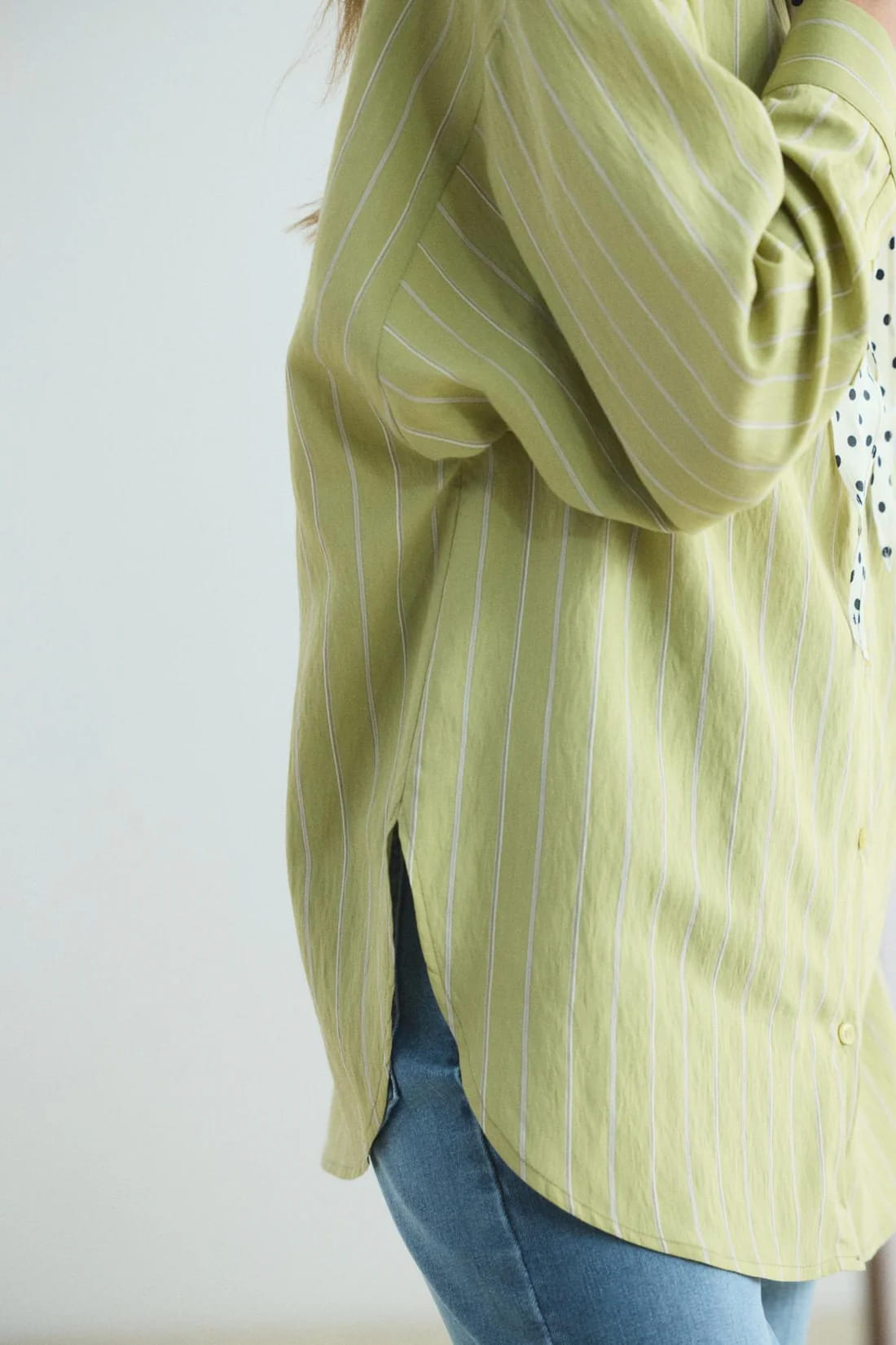 Olive oversized striped shirt