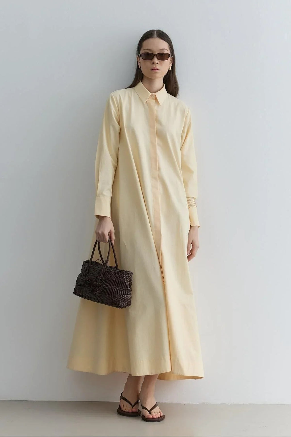 Oversize shirt dress yellow