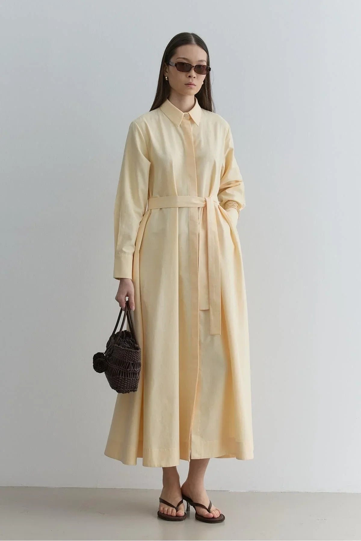 Oversize shirt dress yellow