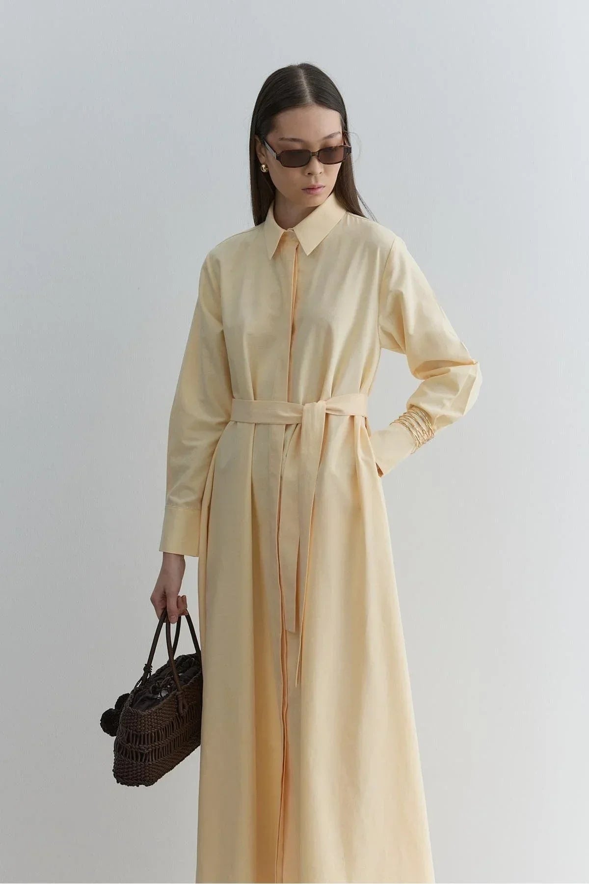 Oversize shirt dress yellow