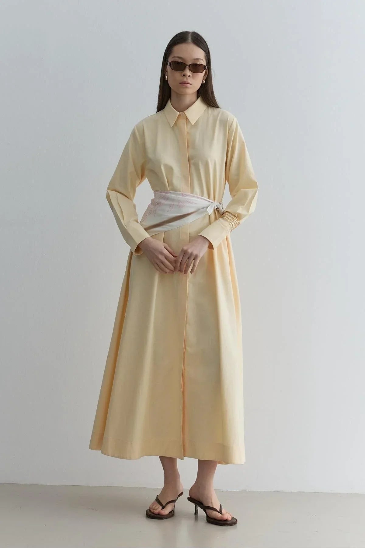 Oversize shirt dress yellow