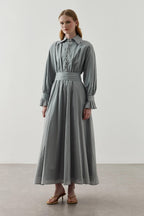 Blue Cotton Belted Dress