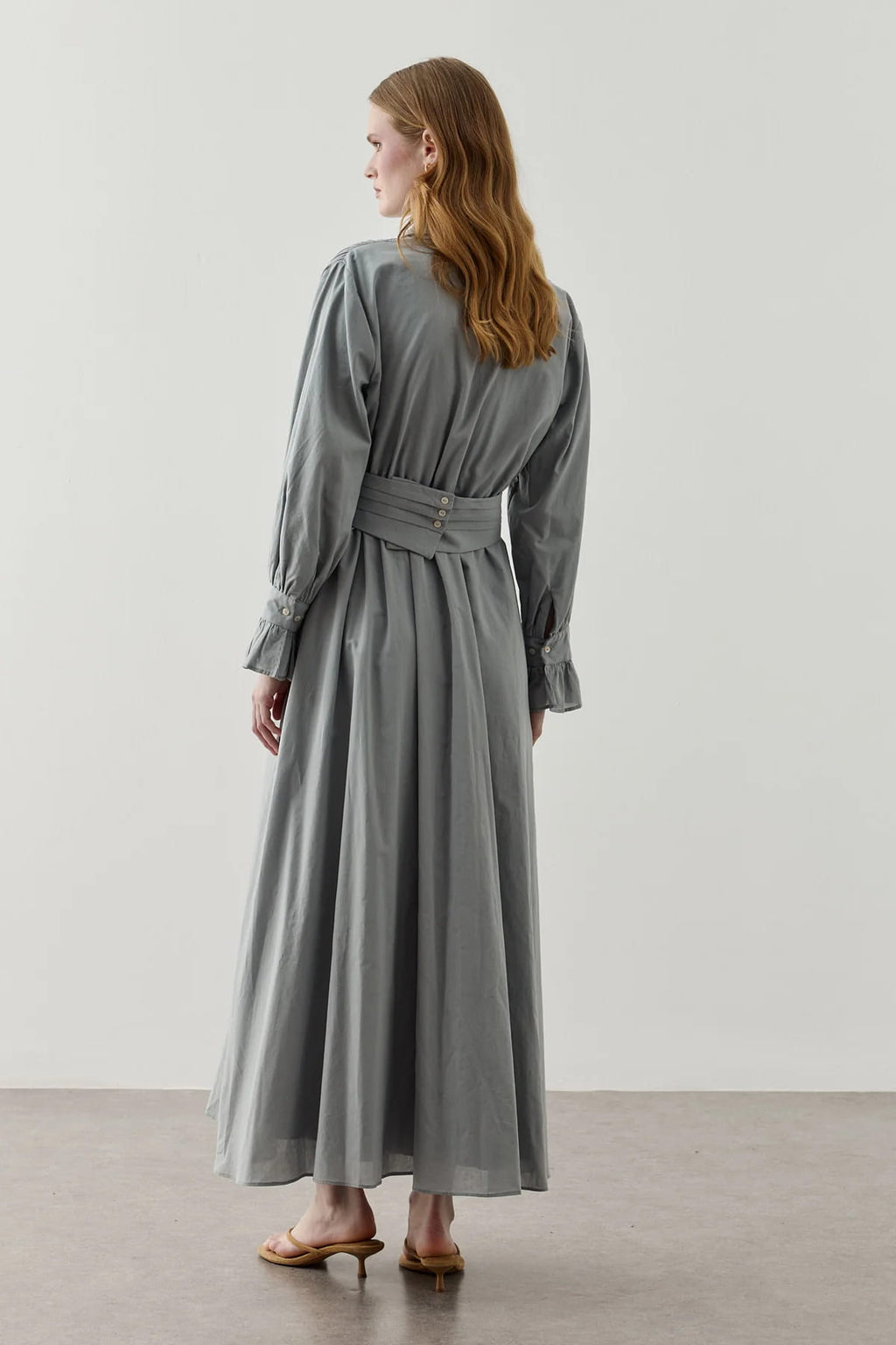 Blue Cotton Belted Dress