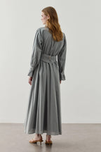 Blue Cotton Belted Dress