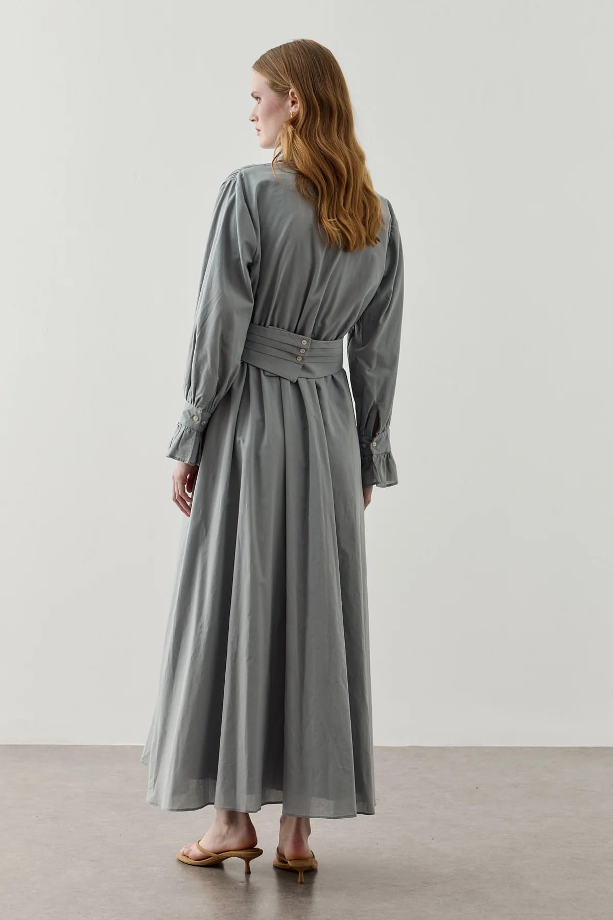 Blue Cotton Belted Dress