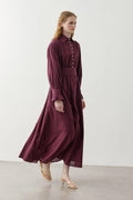 Plum Cotton Belted Dress