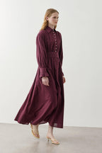 Plum Cotton Belted Dress