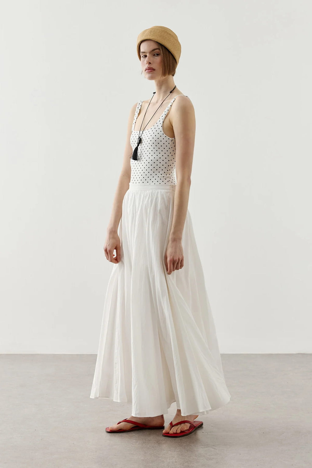 Ecru Panel Flare Skirt