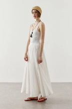 Ecru Panel Flare Skirt