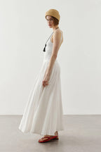 Ecru Panel Flare Skirt