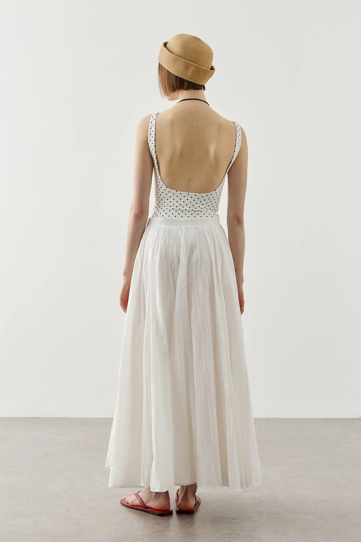 Ecru Panel Flare Skirt
