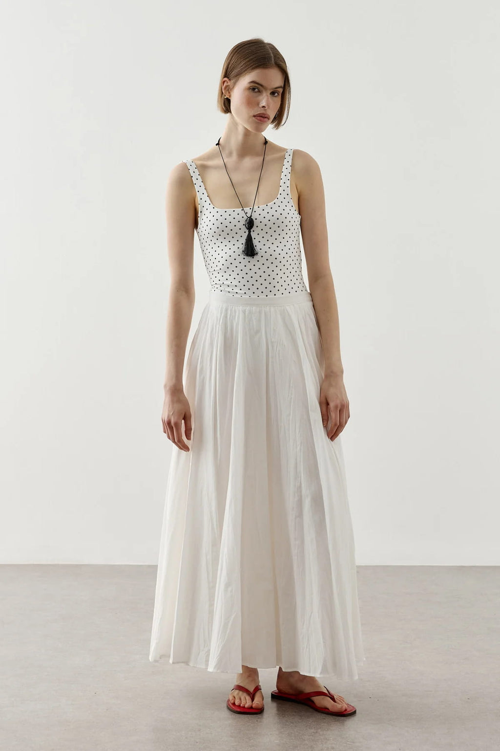 Ecru Panel Flare Skirt