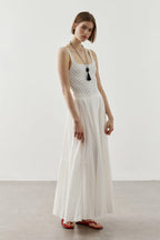 Ecru Panel Flare Skirt