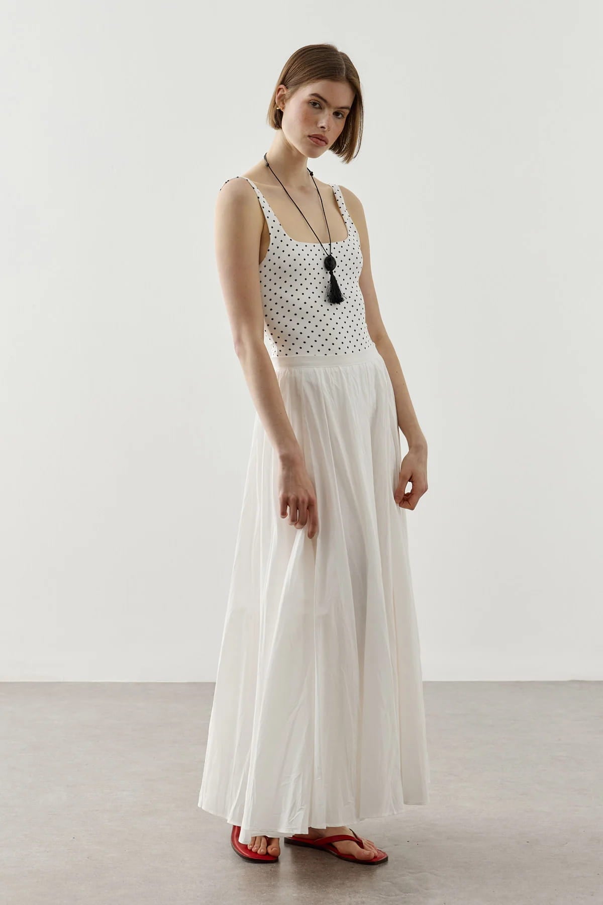 Ecru Panel Flare Skirt