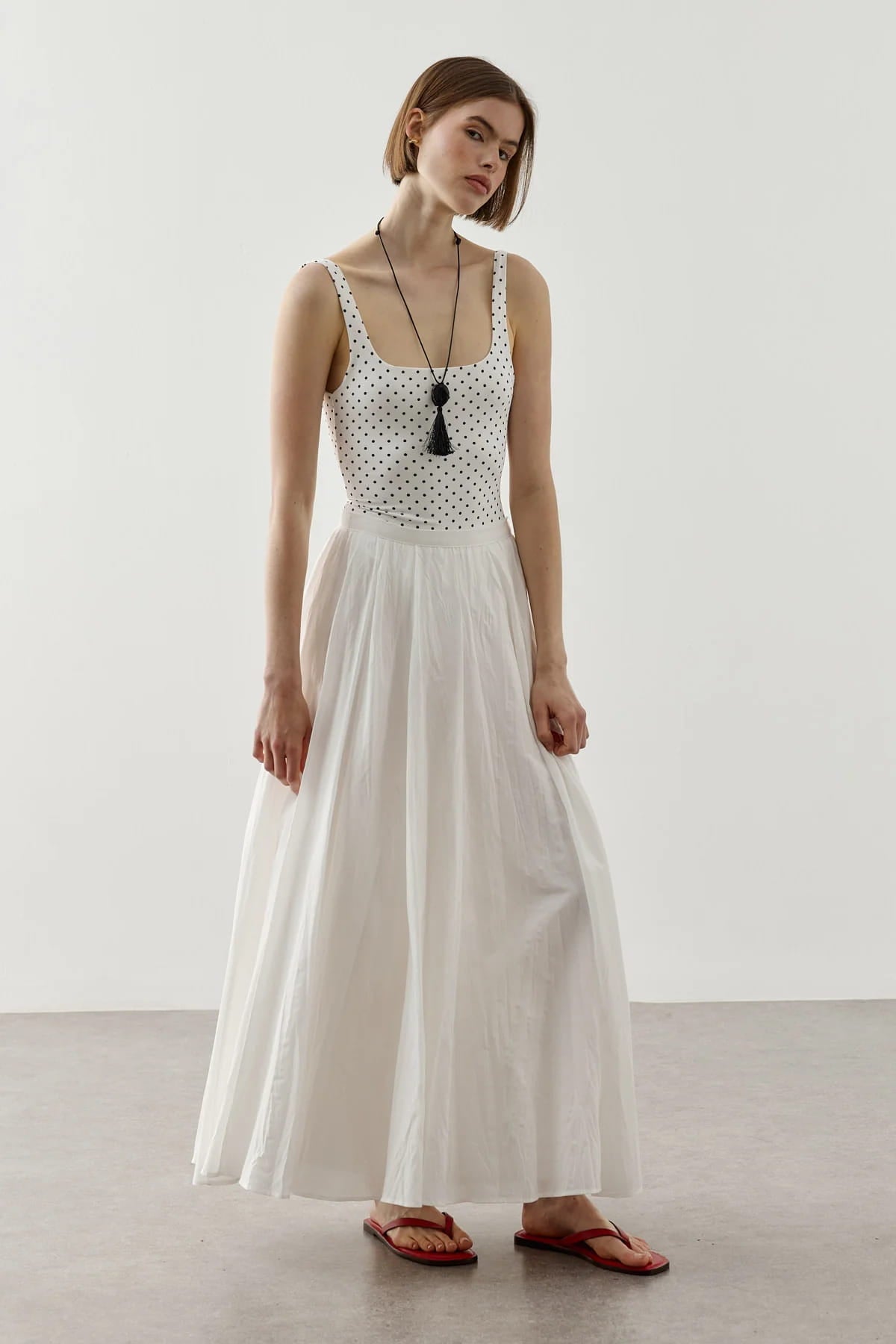 Ecru Panel Flare Skirt