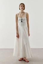 Ecru Panel Flare Skirt