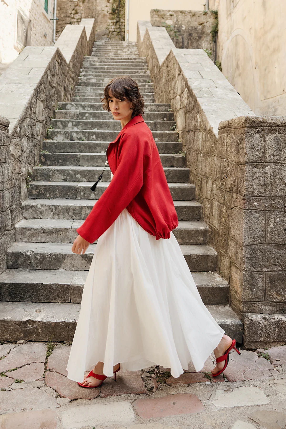 Ecru Panel Flare Skirt