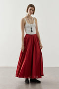 Red Panel Flare Skirt